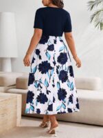 SHEIN GRANDE TAILLE (44/46/48/50/52/54) – Robe longue d’été à imprimé fleuri, col rond et manches courtes e202 https://sheinstyle.store original Algerie DZ