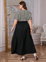 SHEIN GRANDE TAILLE (44/46/48/50/52/54) Robe longue grande taille à col en V à motifs colorés E199 https://sheinstyle.store original Algerie DZ