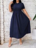 SHEIN GRANDE TAILLE (44/46/48/50/52/54) Robe longue grande taille à manches courtes et col rond e198 https://sheinstyle.store original Algerie DZ