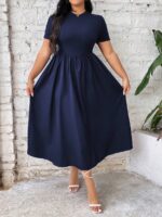 SHEIN GRANDE TAILLE (44/46/48/50/52/54) Robe longue grande taille à manches courtes et col rond e198 https://sheinstyle.store original Algerie DZ