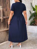 SHEIN GRANDE TAILLE (44/46/48/50/52/54) Robe longue grande taille à manches courtes et col rond e198 https://sheinstyle.store original Algerie DZ