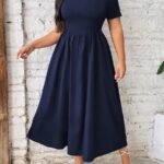 SHEIN GRANDE TAILLE (44/46/48/50/52/54) Robe longue grande taille à manches courtes et col rond e198 https://sheinstyle.store original Algerie DZ