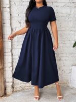 SHEIN GRANDE TAILLE (44/46/48/50/52/54) Robe longue grande taille à manches courtes et col rond e198 https://sheinstyle.store original Algerie DZ