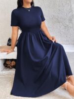 SHEIN GRANDE TAILLE (44/46/48/50/52/54) Robe longue grande taille à manches courtes et col rond e198 https://sheinstyle.store original Algerie DZ