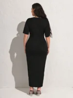 SHEIN GRANDE TAILLE (48/50/52) Robe unie grande taille à manches courtes E204 https://sheinstyle.store original Algerie DZ