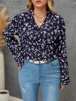 SHEIN GRANDE TAILLE (44/46/48/50/52/54) Blouse à encolure dégagée imprimée de marguerites V24 https://sheinstyle.store original Algerie DZ