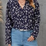 SHEIN GRANDE TAILLE (44/46/48/50/52/54) Blouse à encolure dégagée imprimée de marguerites V24 https://sheinstyle.store original Algerie DZ