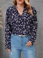 SHEIN GRANDE TAILLE (44/46/48/50/52/54) Blouse à encolure dégagée imprimée de marguerites V24 https://sheinstyle.store original Algerie DZ