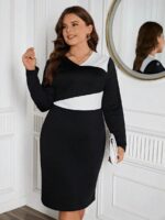 SHEIN GRANDE TAILLE (46/48/50) Robe bicolore à col en V élégante V22 https://sheinstyle.store original Algerie DZ