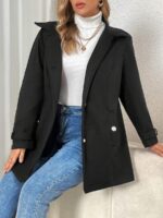 SHEIN GRANDE TAILLE (48/50/52/54) Manteau élégant à col rabattu dentelé et boutons frontaux v8 https://sheinstyle.store original Algerie DZ