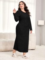 SHEIN GRANDE TAILLE (48/50/52/54) Robe côtelée en maille V50 https://sheinstyle.store original Algerie DZ