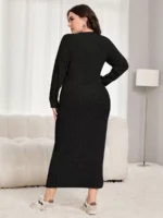 SHEIN GRANDE TAILLE (48/50/52/54) Robe côtelée en maille V50 https://sheinstyle.store original Algerie DZ