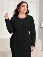 SHEIN GRANDE TAILLE (48/50/52/54) Robe côtelée en maille V50 https://sheinstyle.store original Algerie DZ