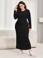 SHEIN GRANDE TAILLE (48/50/52/54) Robe côtelée en maille V50 https://sheinstyle.store original Algerie DZ