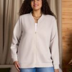 SHEIN GRANDE TAILLE (50/52) Veste légère élégante à fermeture zippée, couleur unie, style casual E208 https://sheinstyle.store original Algerie DZ