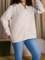 SHEIN GRANDE TAILLE (50/52) Veste légère élégante à fermeture zippée, couleur unie, style casual E208 https://sheinstyle.store original Algerie DZ