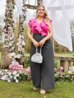 SHEIN GRANDE TAILLE (44/46/48/50/52/54) Pantalon large taille haute élégant pour femme E221 https://sheinstyle.store original Algerie DZ