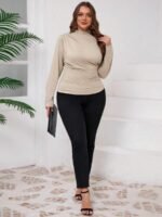 SHEIN GRANDE TAILLE (44/46/48/50/52/54) Pull manches longues plissé uni E251 https://sheinstyle.store original Algerie DZ