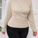 SHEIN GRANDE TAILLE (44/46/48/50/52/54) Pull manches longues plissé uni E251 https://sheinstyle.store original Algerie DZ