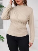 SHEIN GRANDE TAILLE (44/46/48/50/52/54) Pull manches longues plissé uni E251 https://sheinstyle.store original Algerie DZ