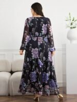 SHEIN GRANDE TAILLE (44/46/48/50/52/54) Robe élégante imprimée à fleurs avec manches lanterne E245 https://sheinstyle.store original Algerie DZ
