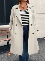 SHEIN GRANDE TAILLE (44/46/48/50/52/54) Trench casual élégant à double boutonnage pour femme E241 https://sheinstyle.store original Algerie DZ