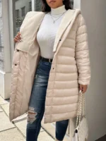 SHEIN GRANDE TAILLE (44/46) Manteau matelassé à capuche uni à manches longues E228 https://sheinstyle.store original Algerie DZ