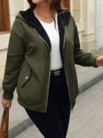 SHEIN GRANDE TAILLE (50/52) Veste zippée à manches longues élégante E235 https://sheinstyle.store original Algerie DZ