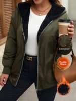 SHEIN GRANDE TAILLE (50/52) Veste zippée à manches longues élégante E235 https://sheinstyle.store original Algerie DZ