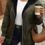 SHEIN GRANDE TAILLE (50/52) Veste zippée à manches longues élégante E235 https://sheinstyle.store original Algerie DZ