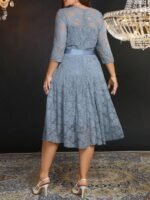 SHEIN GRANDE TAILLE (44/46/48/50/52/54) Robe élégante à encolure ornée de dentelle avec ruban à la taille e243 https://sheinstyle.store original Algerie DZ