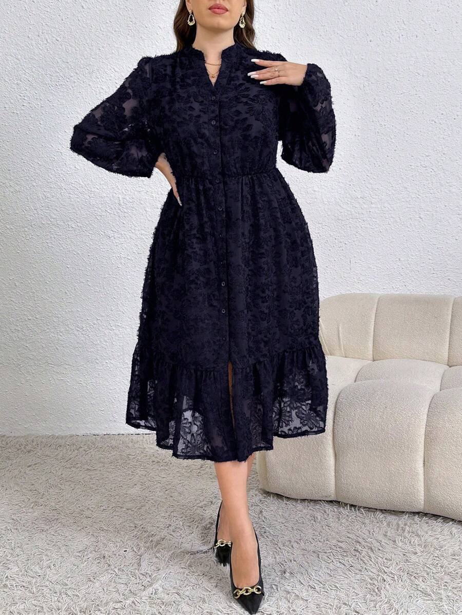 SHEIN GRANDE TAILLE (44/46/48/50/52/54) Robe longue élégante à manches longues avec dentelle et boutons frontaux, couleur unie E211 https://sheinstyle.store original Algerie DZ SHEIN GRANDE TAILLE (44/46/48/50/52/54) Robe longue élégante à manches longues avec dentelle et boutons frontaux, couleur unie E211 https://sheinstyle.store original Algerie DZ