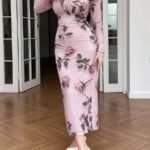 SHEIN GRANDE TAILLE (44/46/48/50/52/54) Robe élégante fleurie à manches longues E333 https://sheinstyle.store original Algerie DZ