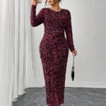 SHEIN GRANDE TAILLE (44/46/48/50/52/54) Robe élégante imprimé léopard à manches longues (Copie) E336 https://sheinstyle.store original Algerie DZ