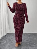 SHEIN GRANDE TAILLE (44/46/48/50/52/54) Robe élégante imprimé léopard à manches longues (Copie) E336 https://sheinstyle.store original Algerie DZ