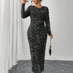 SHEIN GRANDE TAILLE (44/46/48/50/52/54) Robe élégante imprimé léopard à manches longues (Copie) E331 https://sheinstyle.store original Algerie DZ