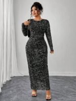 SHEIN GRANDE TAILLE (44/46/48/50/52/54) Robe élégante imprimé léopard à manches longues (Copie) E336 https://sheinstyle.store original Algerie DZ