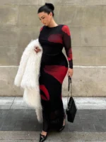 SHEIN GRANDE TAILLE (44/46/48/50/52/54) Robe fleurie élégante à manches longues e321 https://sheinstyle.store original Algerie DZ