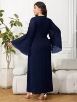 SHEIN GRANDE TAILLE (44/46/48/50/52/54) Robe maxi plissée à manches longues et col rond E323 https://sheinstyle.store original Algerie DZ