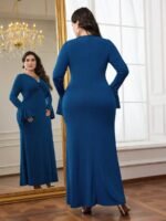 SHEIN GRANDE TAILLE (46/48/50/52/54) Robe élégante à col V avec manches à volants et ourlet froncé E326 https://sheinstyle.store original Algerie DZ