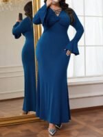 SHEIN GRANDE TAILLE (46/48/50/52/54) Robe élégante à col V avec manches à volants et ourlet froncé E326 https://sheinstyle.store original Algerie DZ