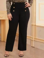 SHEIN GRANDE TAILLE (48/50/52/54) Pantalon grande taille fuselé avec double rangée de boutons E339 https://sheinstyle.store original Algerie DZ