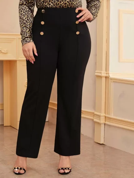 SHEIN GRANDE TAILLE (48/50/52/54) Pantalon grande taille fuselé avec double rangée de boutons E339 https://sheinstyle.store original Algerie DZ