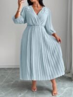 SHEIN GRANDE TAILLE (48/50/52/54) Robe élégante coupe A à taille froncée et imprimé floral E332 https://sheinstyle.store original Algerie DZ